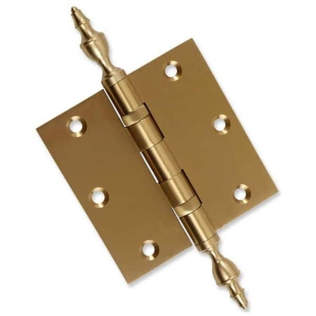 Embassy 3-1/2 x 3-1/2 Solid Brass Hinge, Satin Brass Finish with Urn Tips 3535BBUS4U-1